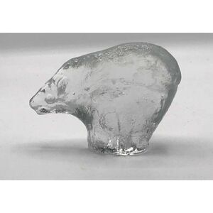 Mid Century Pukeberg Swedish Glass Polar Bear Paperweight
